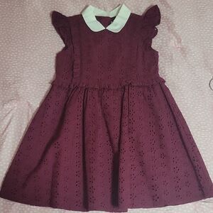 Janie and Jack Burgundy Dress with White Collar